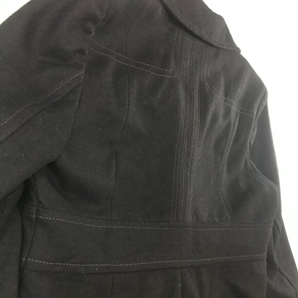 Kenneth Cole Reaction Women's Melton Wool Rayon Blend Pea Coat Noir Black Large - Picture 9 of 12